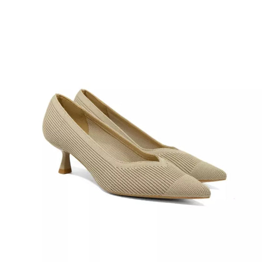 Décolleté in tessuto Flyknit beige con punta sfilata | Michele Lopriore