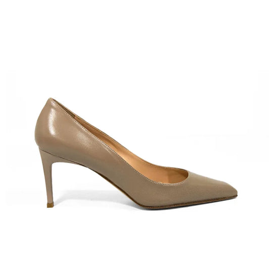 Décolleté in nappa taupe con punta sfilata e tacco alto