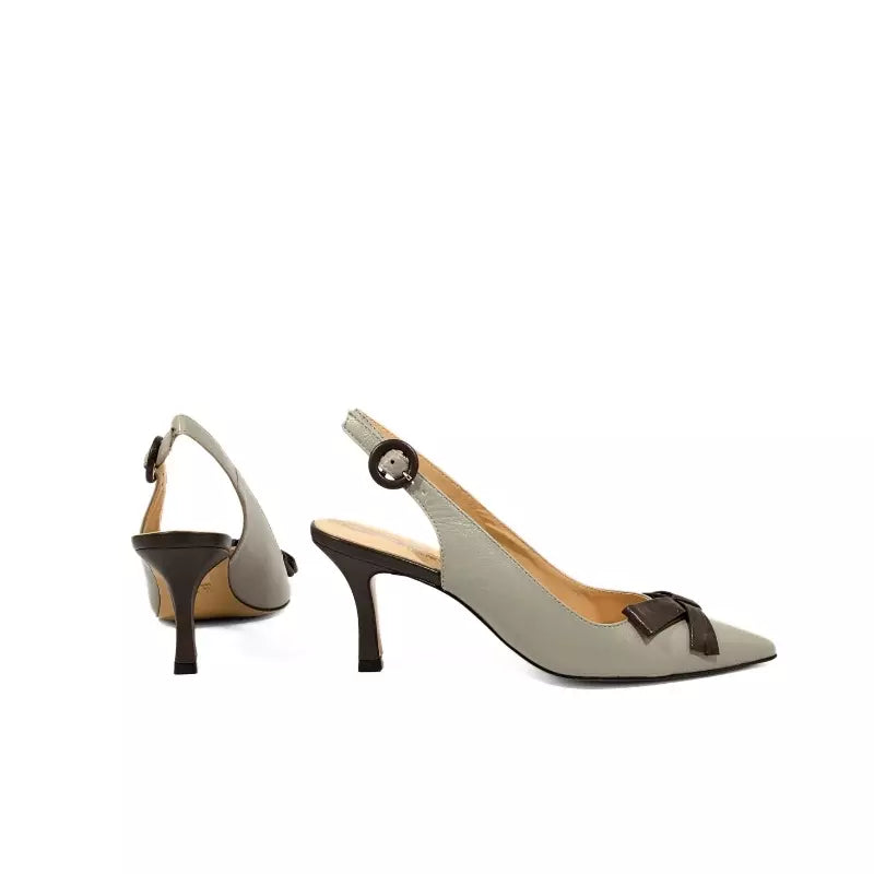 Décolleté slingback grigia e testa di moro con fiocco | Michele Lopriore