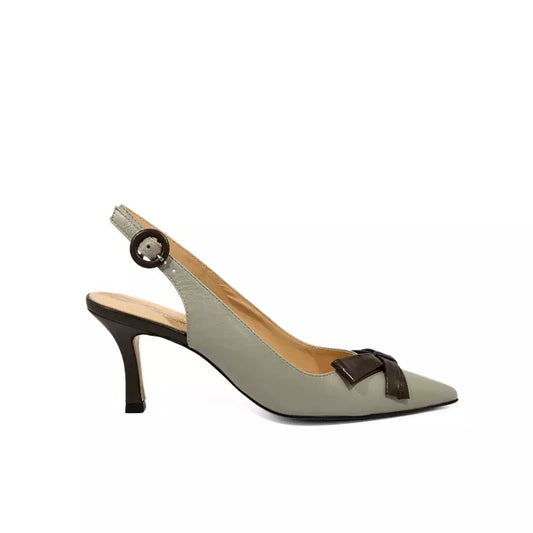 Décolleté slingback grigia e testa di moro con fiocco | Michele Lopriore