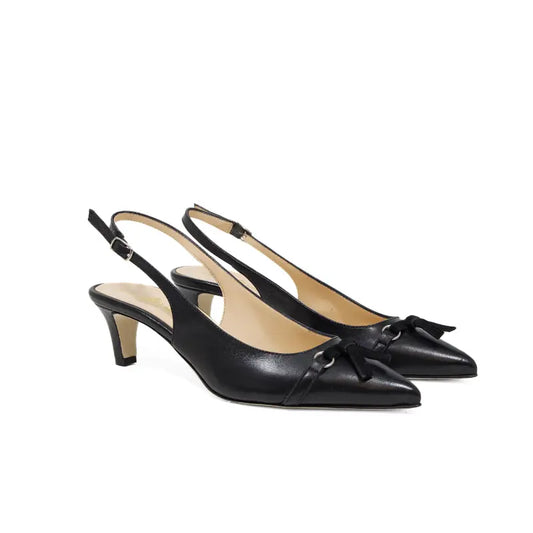 Décolleté slingback in nappa nera con fiocco | Michele Lopriore
