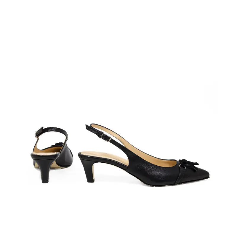 Décolleté slingback in nappa nera con fiocco | Michele Lopriore