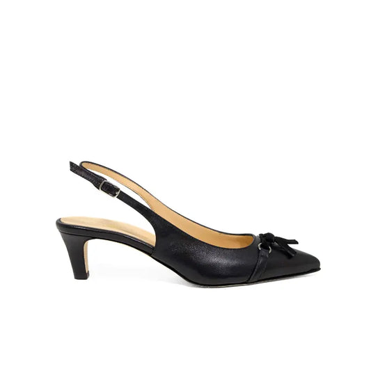 Décolleté slingback in nappa nera con fiocco | Michele Lopriore