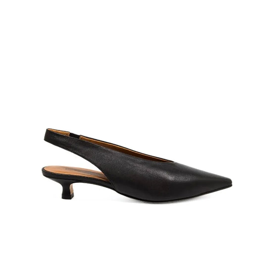 Décolleté slingback in nappa nera con scollo a U e tacco kitten