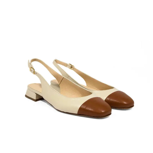 Décolleté slingback in nappa panna e cuoio | Michele Lopriore