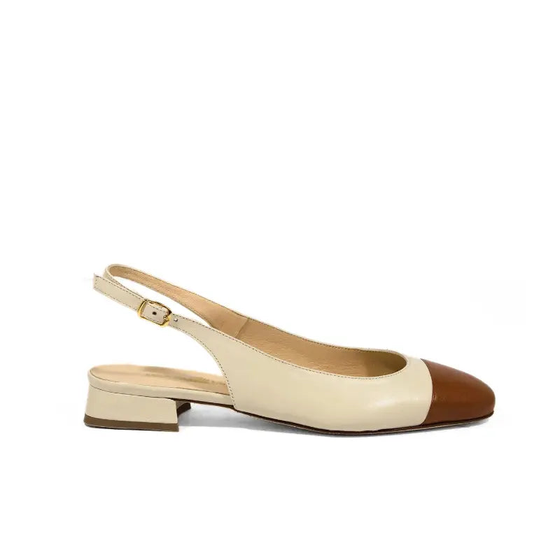 Décolleté slingback in nappa panna e cuoio | Michele Lopriore