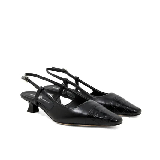 Décolleté slingback stampa cocco nera punta sfilata | Michele Lopriore