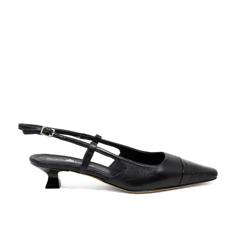 Décolleté slingback stampa cocco nera punta sfilata | Michele Lopriore