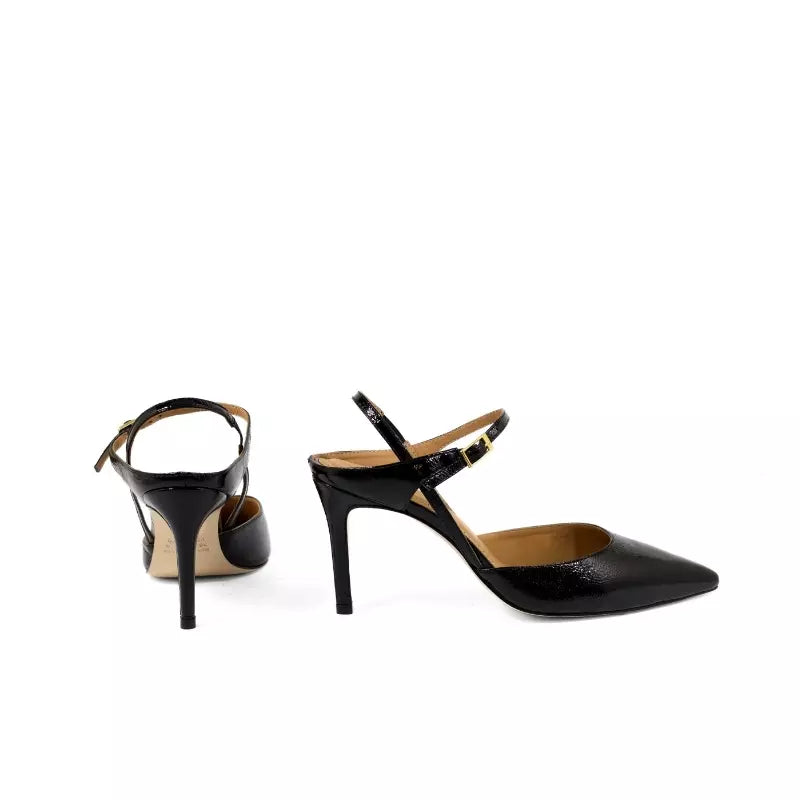 Décolleté slingback in vernice nera con punta fina | Michele Lopriore