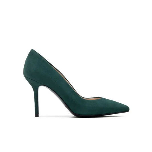Décolleté verde in camoscio con tacco alto a spillo