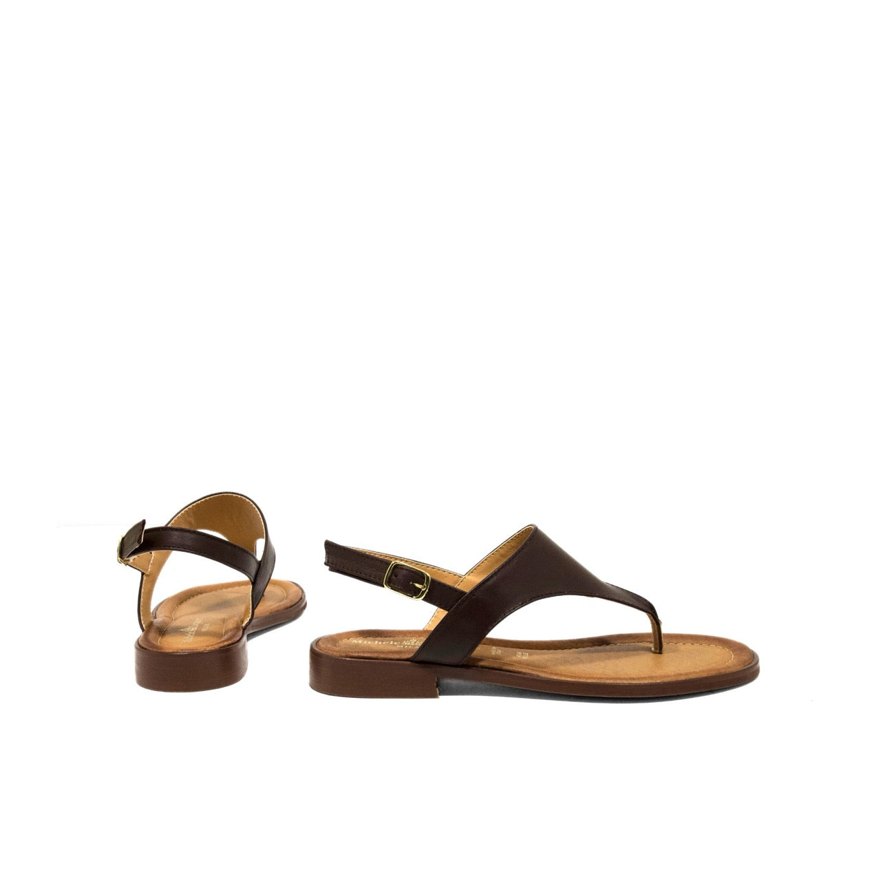 Infradito elegante e comfort da donna in pelle marrone, perfetto per l'estate 2026 con plantare imbottito