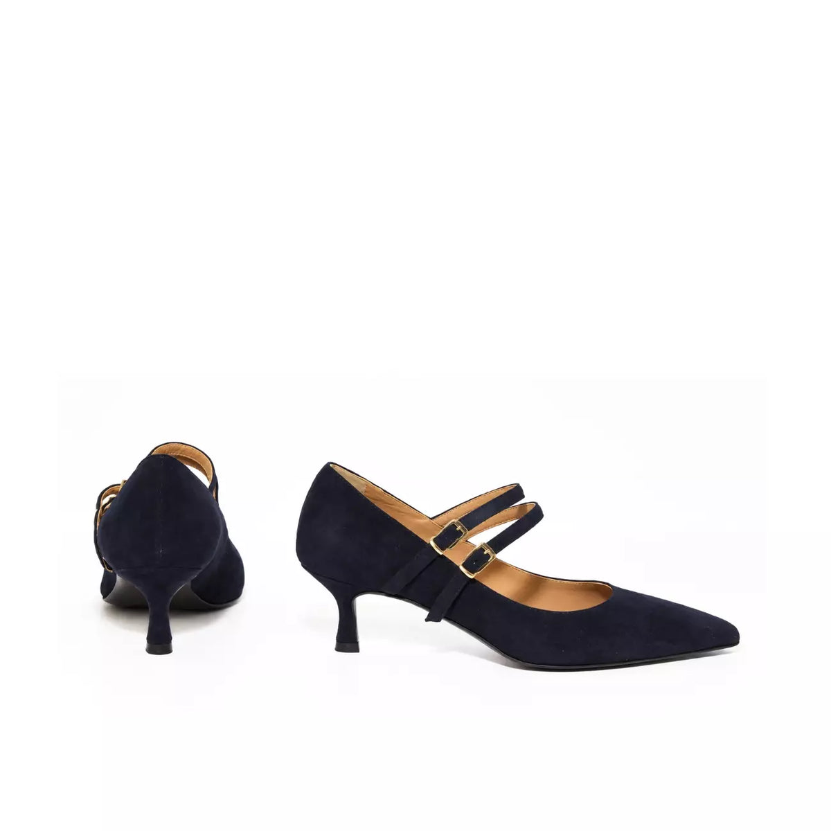 Mary Jane donna in camoscio blu navy con doppio cinturino | Michele Lopriore