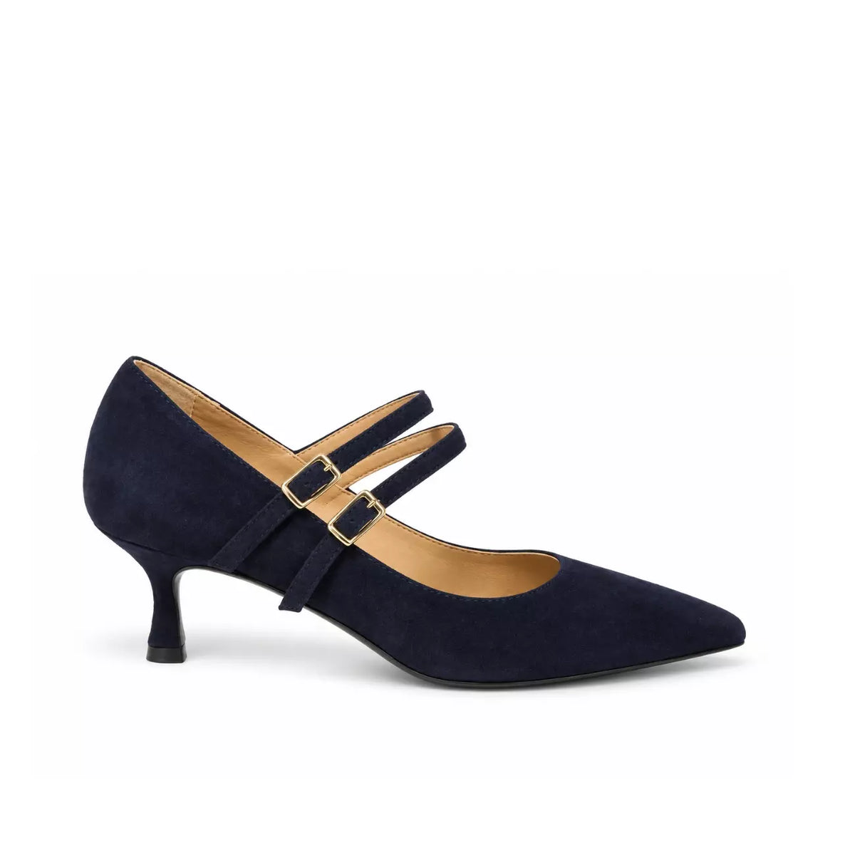 Mary Jane donna in camoscio blu navy con doppio cinturino | Michele Lopriore