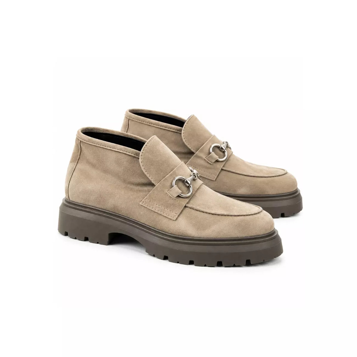 Mocassino alto in camoscio taupe | Michele Lopriore