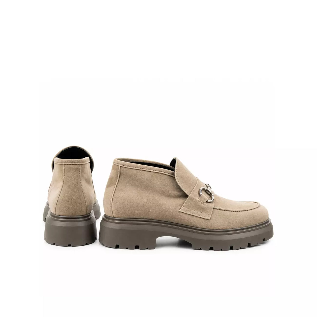 Mocassino alto in camoscio taupe | Michele Lopriore