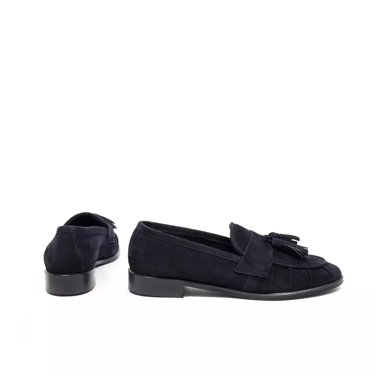 Mocassino donna blu navy in camoscio con nappine | Michele Lopriore