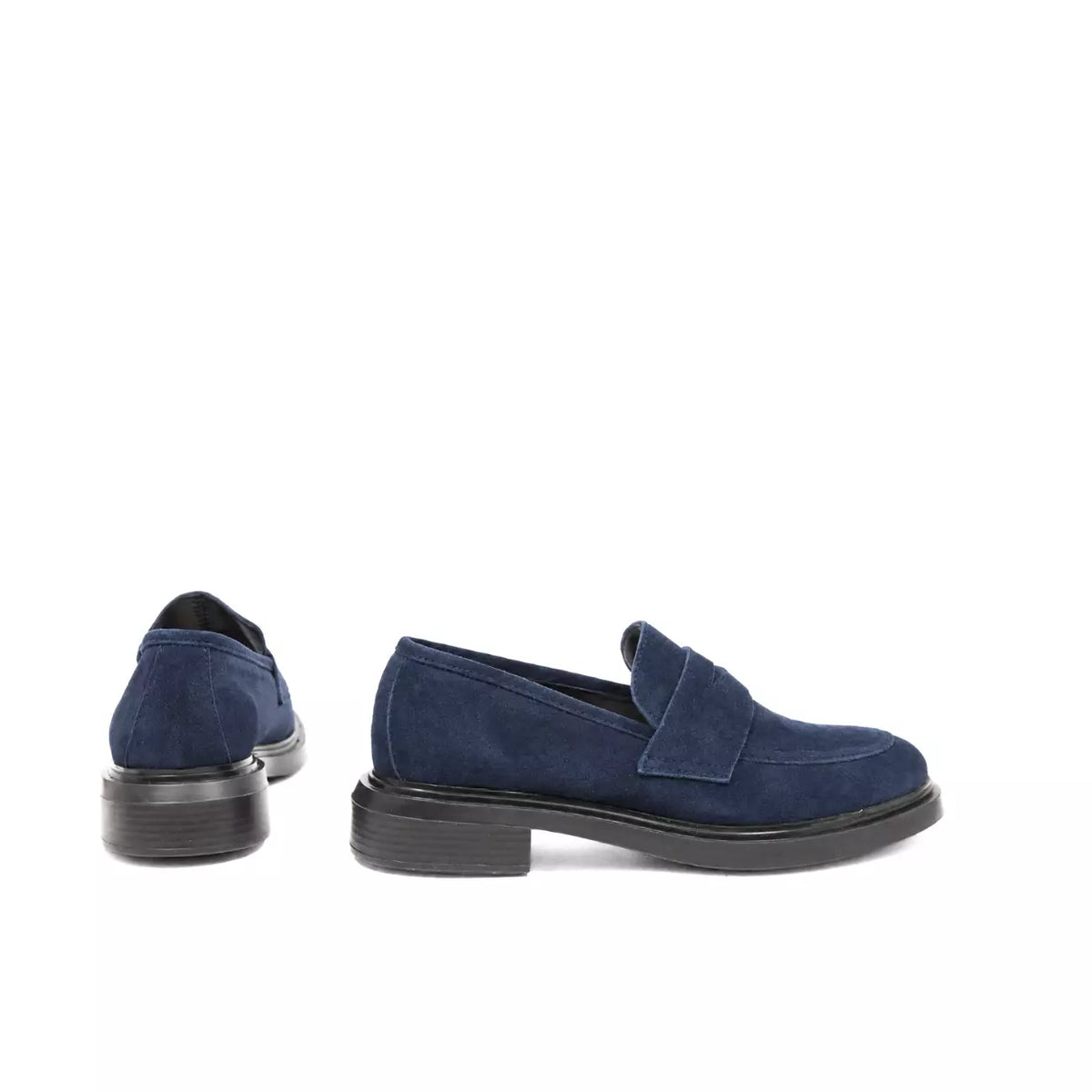 Mocassino in camoscio blu con mascherina | Michele Lopriore