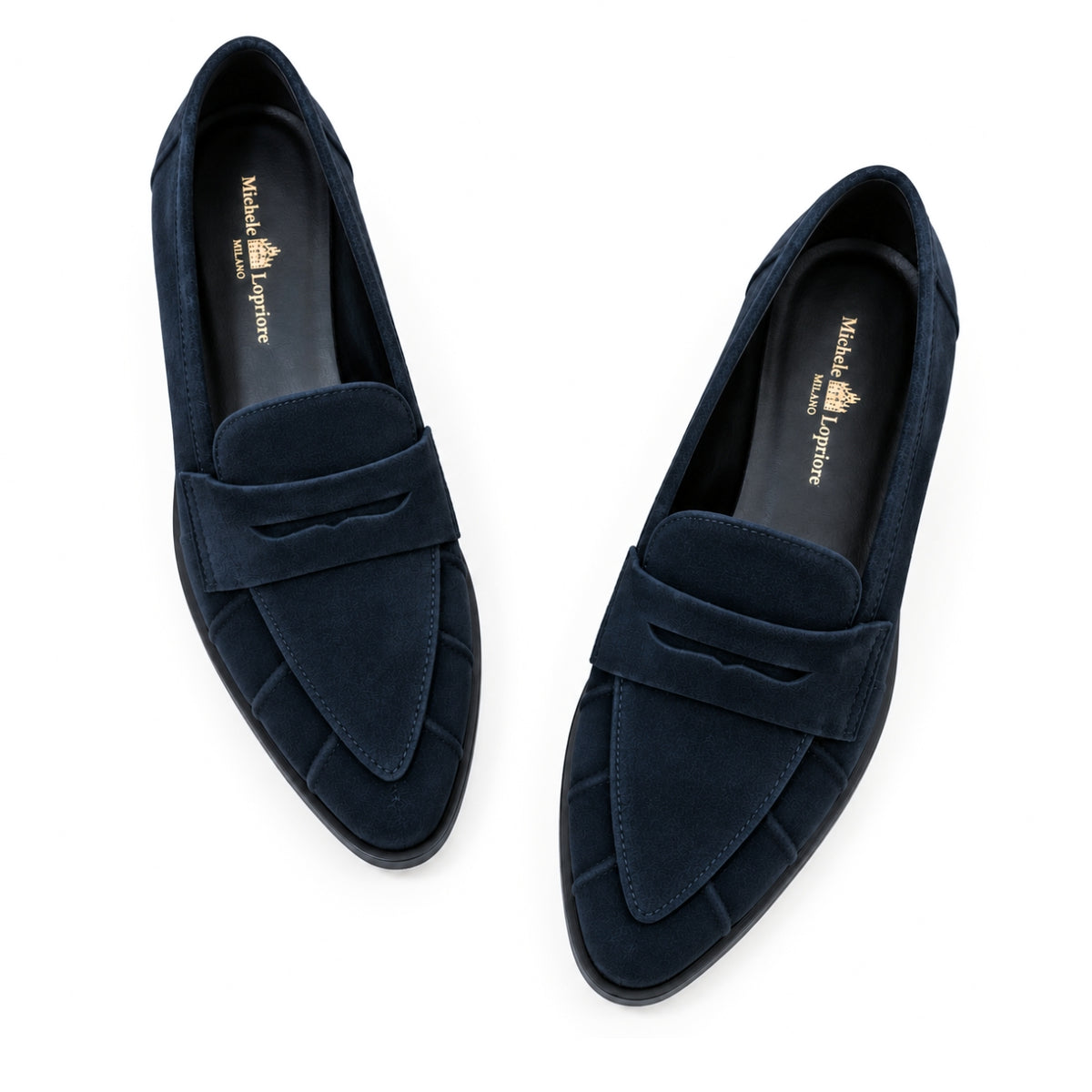 Mocassino in camoscio blu navy | Michele Lopriore