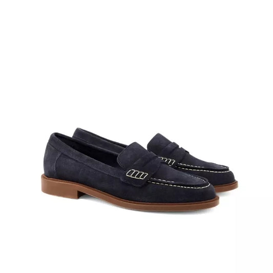 Mocassino in camoscio blu con mascherina | Michele Lopriore