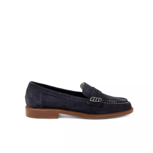 Mocassino in camoscio blu con mascherina | Michele Lopriore