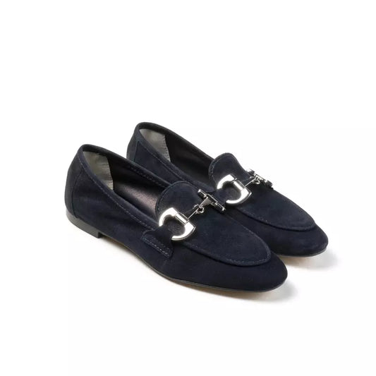 Mocassino in camoscio blu con morsetto | Michele Lopriore