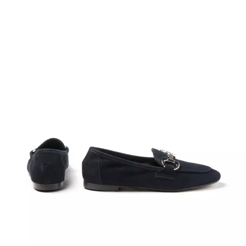Mocassino in camoscio blu con morsetto | Michele Lopriore