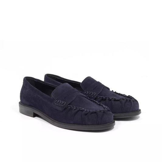 Mocassino in camoscio blu navy arricciato | Michele Lopriore