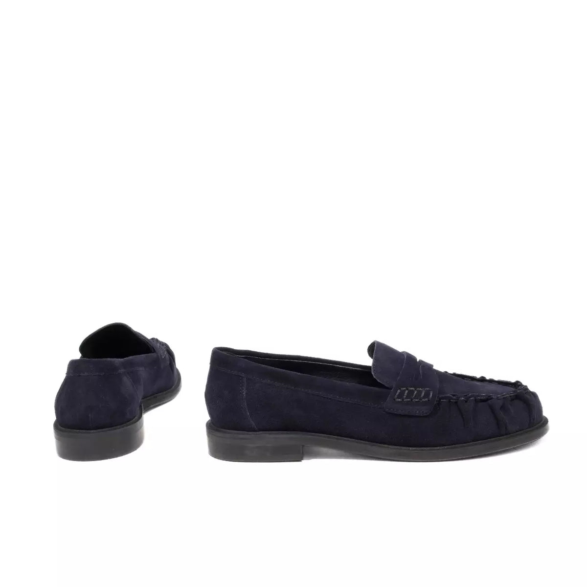 Mocassino in camoscio blu navy arricciato | Michele Lopriore