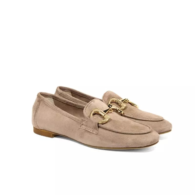 Mocassino in camoscio mauve con morsetto | Michele Lopriore