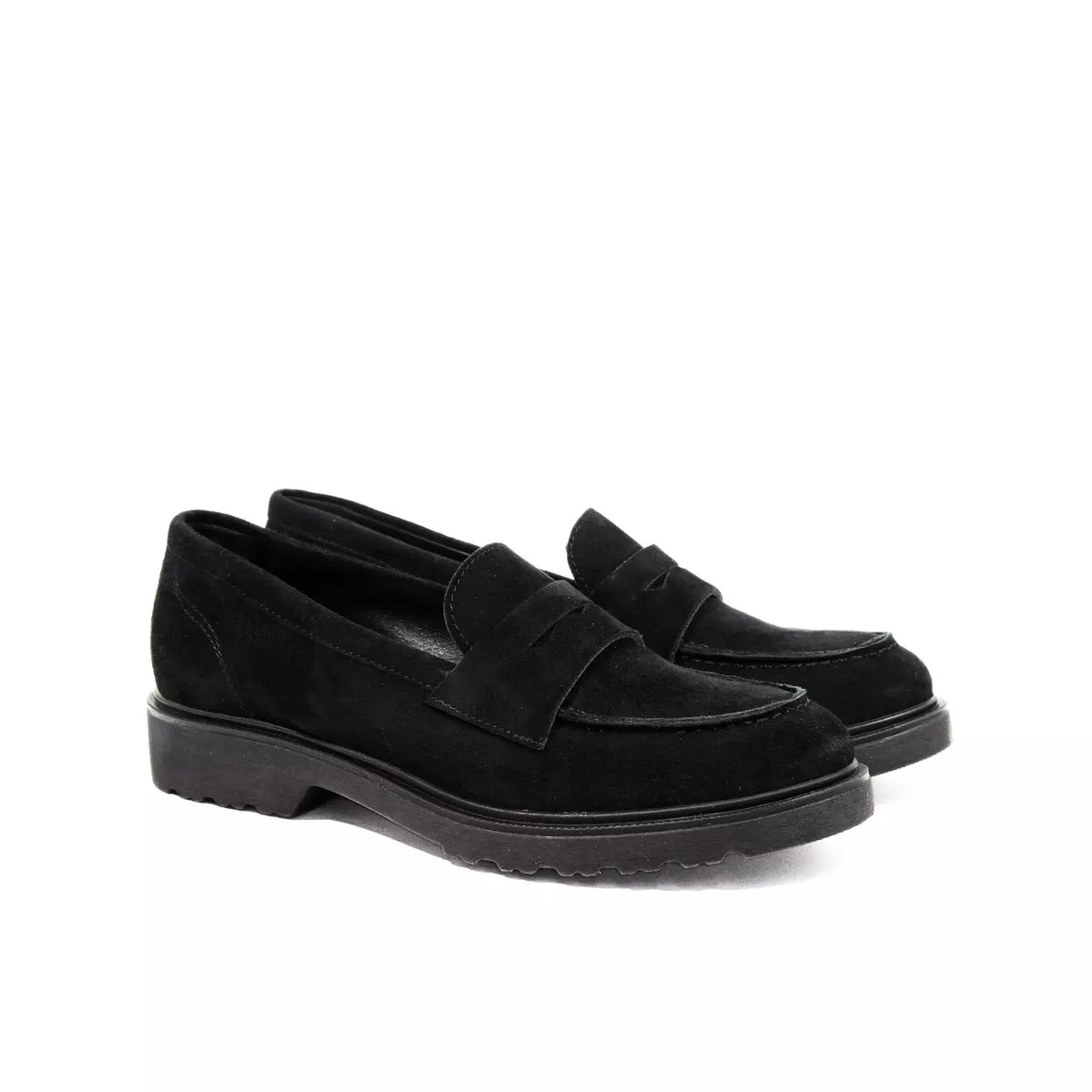 Mocassino in camoscio nero suola carrarmato | Michele Lopriore