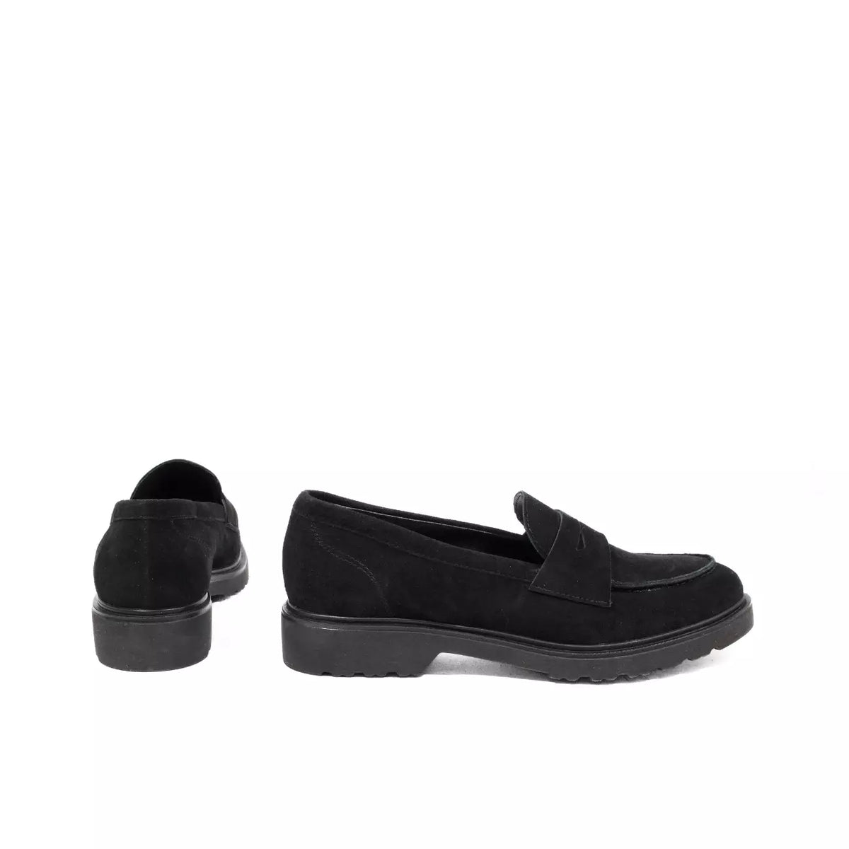 Mocassino in camoscio nero suola carrarmato | Michele Lopriore
