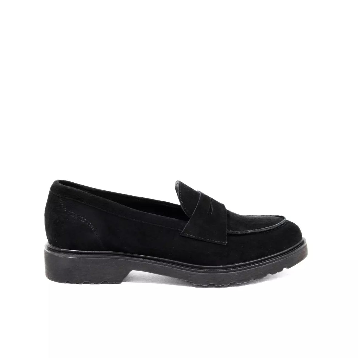 Mocassino in camoscio nero suola carrarmato | Michele Lopriore