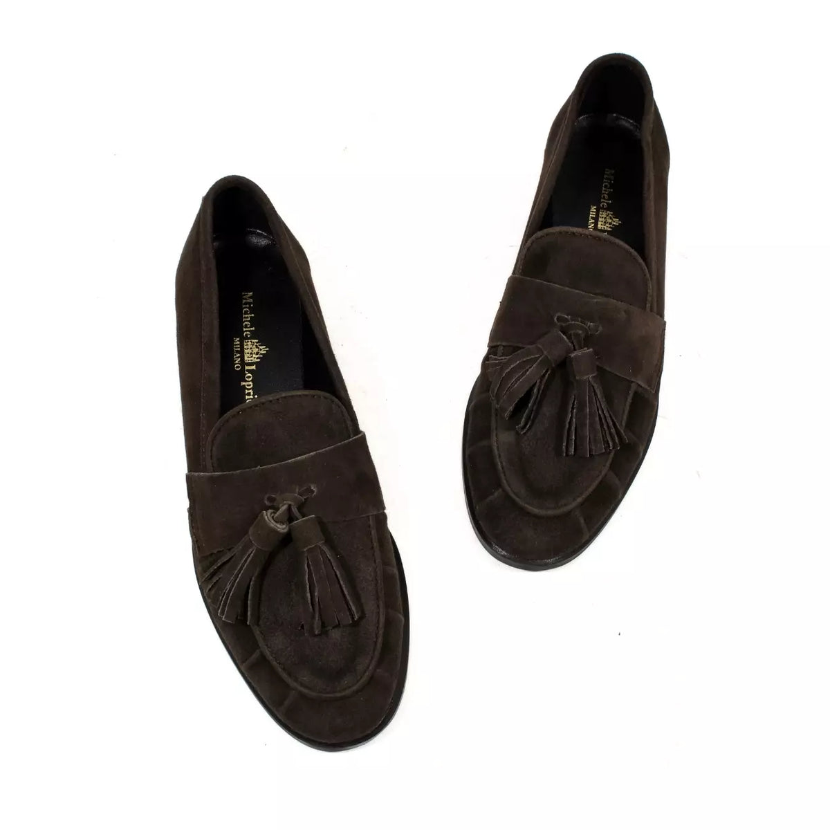 Mocassino donna testa di moro in camoscio con nappine | Michele Lopriore