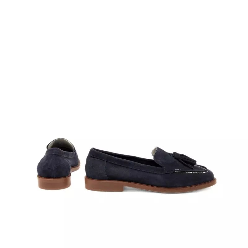 Mocassino in camoscio blu con nappine | Michele Lopriore