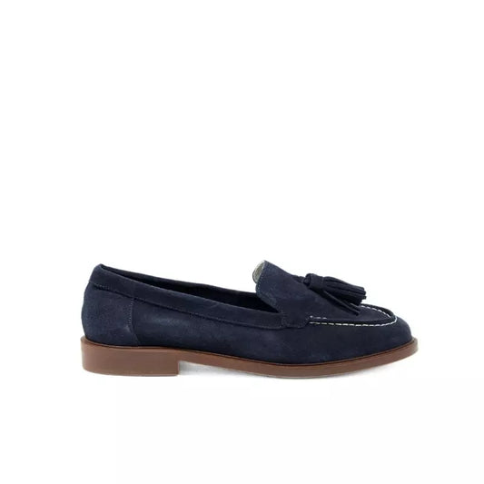 Mocassino in camoscio blu con nappine | Michele Lopriore