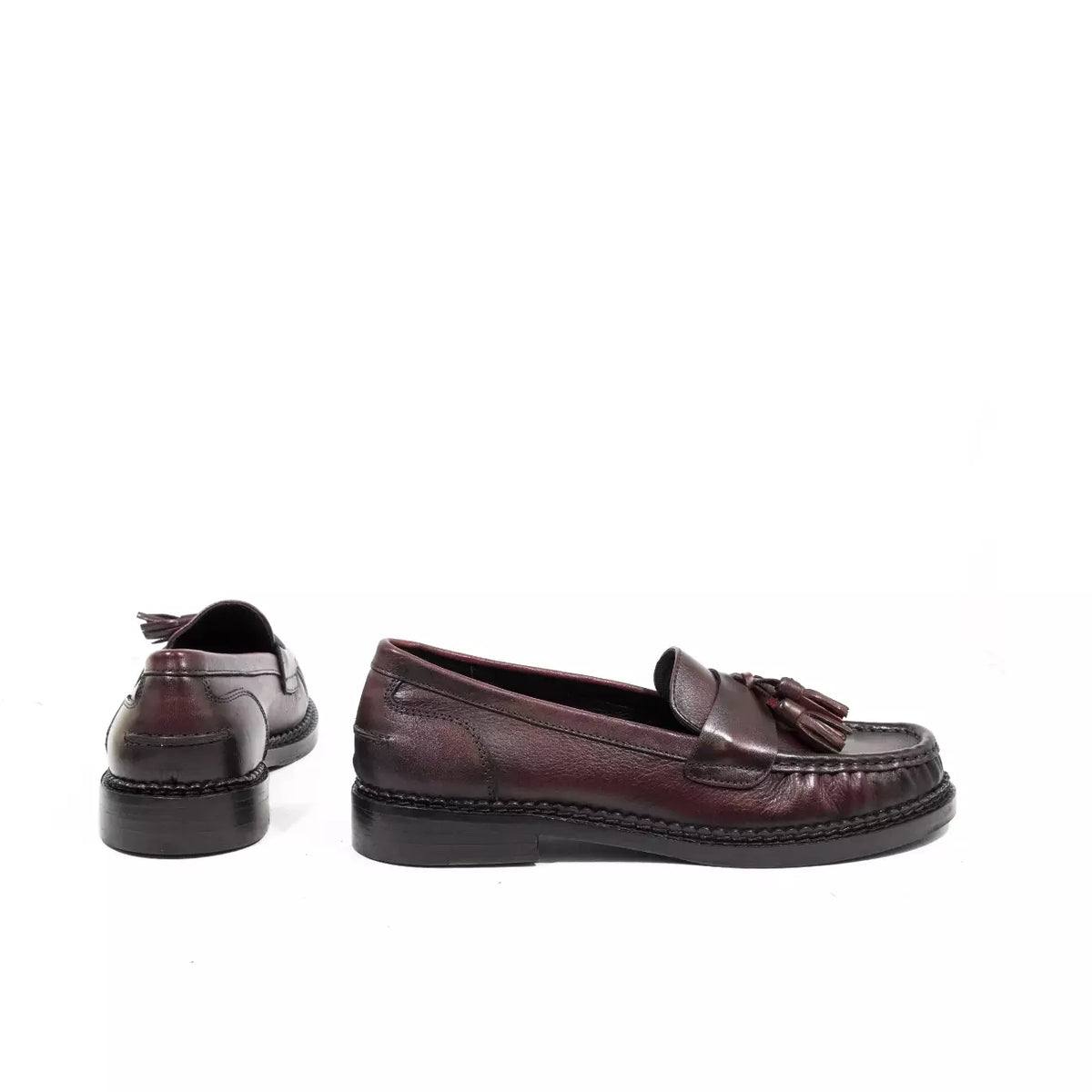 Mocassino in nappa bordeaux con nappine | Michele Lopriore