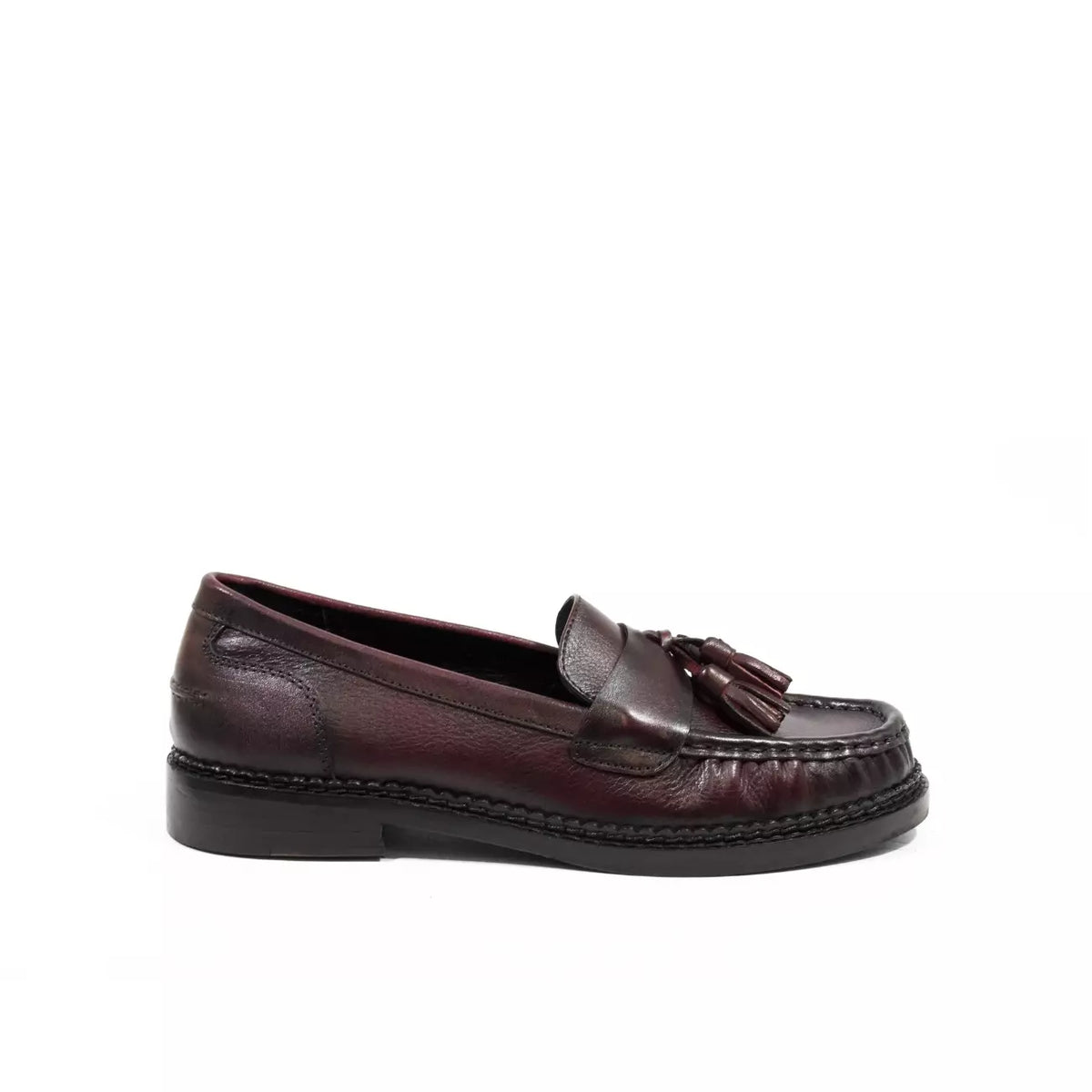 Mocassino in nappa bordeaux con nappine | Michele Lopriore