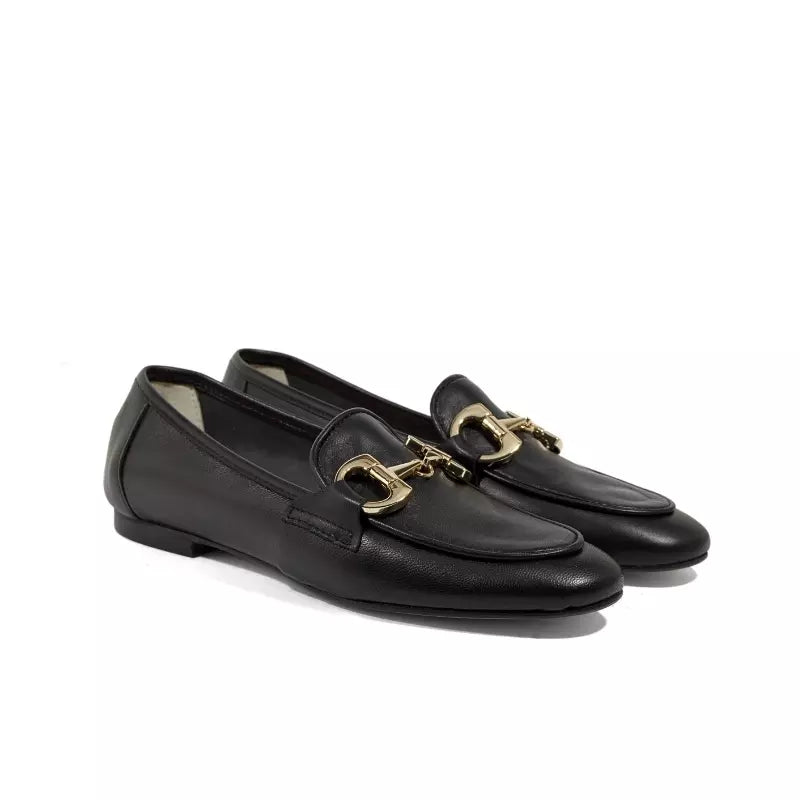 Mocassino in nappa nera con morsetto | Michele Lopriore