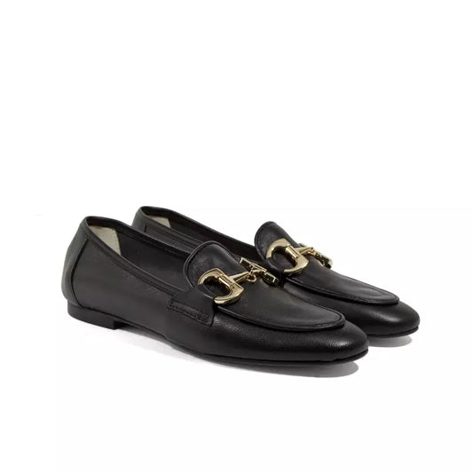 Mocassino in nappa nera con morsetto | Michele Lopriore