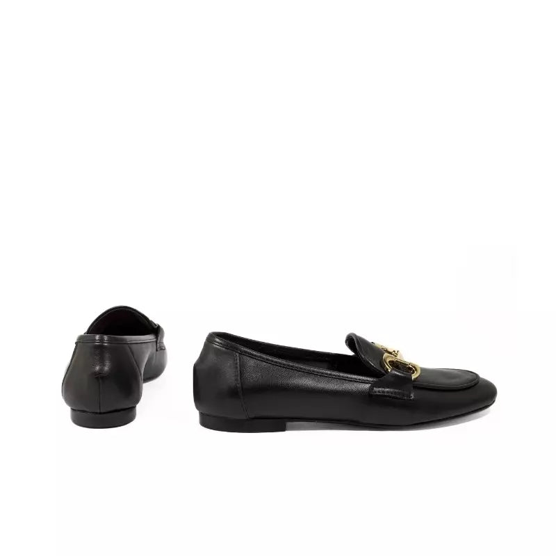 Mocassino in nappa nera con morsetto | Michele Lopriore