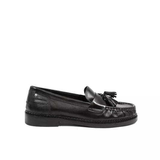 Mocassino in nappa nera con nappine | Michele Lopriore