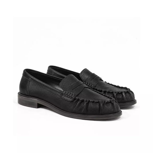 Mocassino in rock nero arricciato | Michele Lopriore