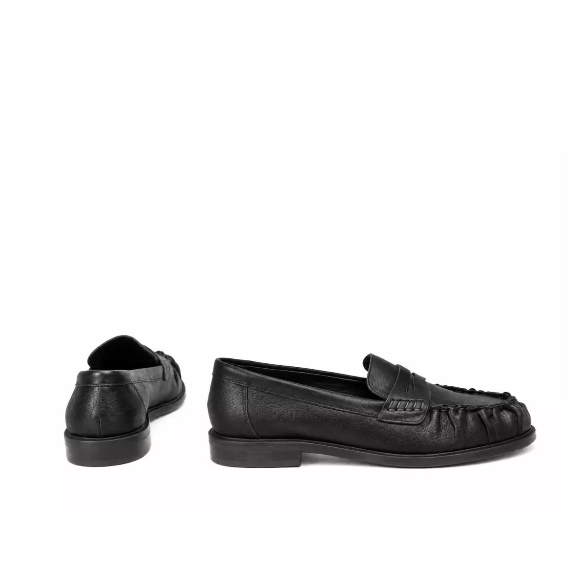 Mocassino in rock nero arricciato | Michele Lopriore