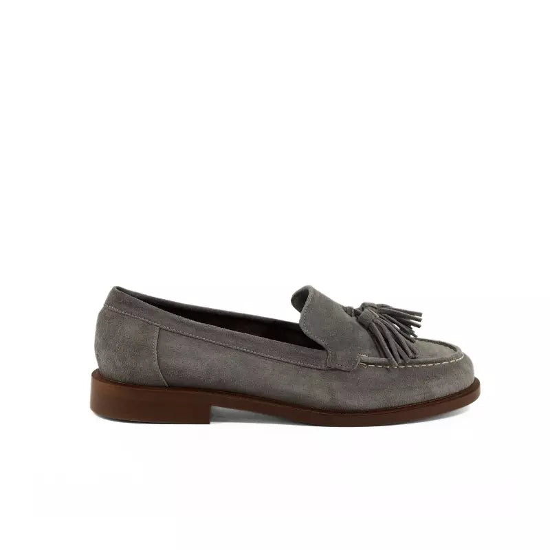 Mocassino in camoscio grigio con nappine | Michele Lopriore