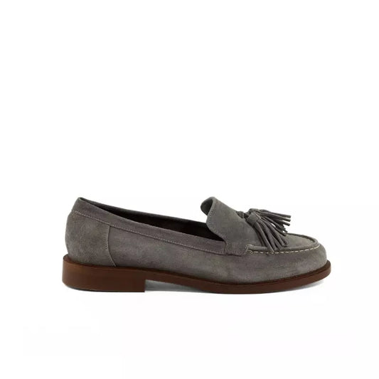 Mocassino in camoscio grigio con nappine | Michele Lopriore