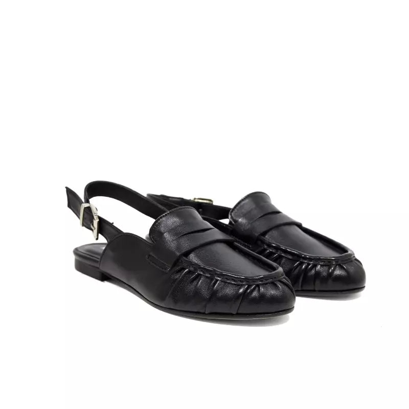 Mocassino slingback in pelle nera | Michele Lopriore