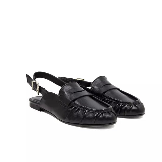 Mocassino slingback in pelle nera | Michele Lopriore