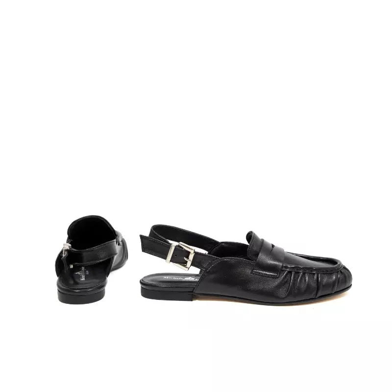 Mocassino slingback in pelle nera | Michele Lopriore