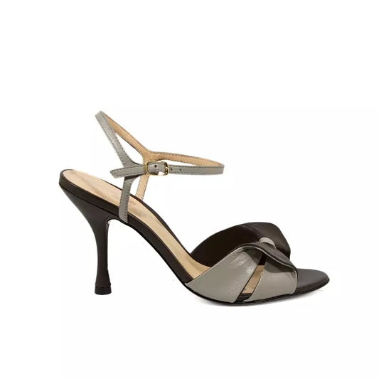 Sandalo slingback in nappa testa di moro e grigio | Michele Lopriore