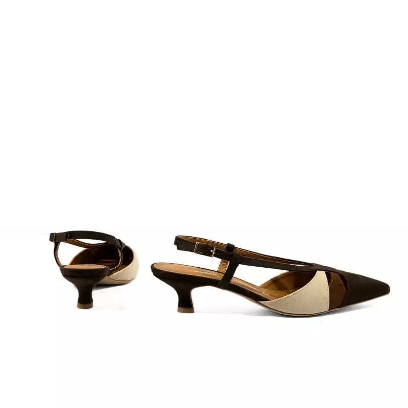 Slingback in camoscio tricolor con punta sfilata | Michele Lopriore